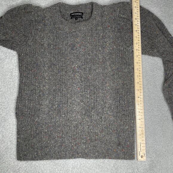 Something Navy Cable Knit Sweater Womens Small Gray Puff Shoulder Speckled Wool - Picture 11 of 14